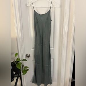 J Crew green midi slip dress